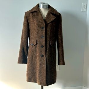 Women’s giacca brown tweed wool blend coat.  Size large.